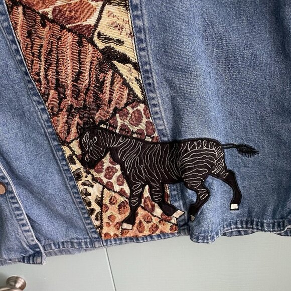Tantrums Womens Denim Vest 1X African Safari Button Front Vintage 90s - Picture 6 of 9
